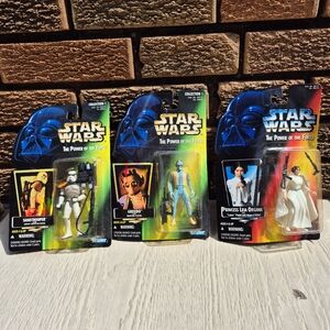 Lots of 3 Star Wars Greedo, Princess Leia, and Sandtrooper Figures For Display